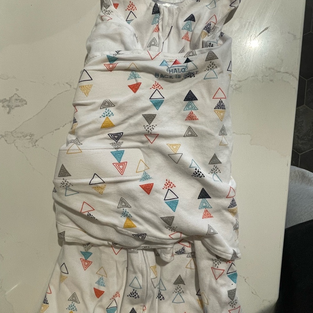 Halo Sleep Sacks with Colorful Triangle Pattern and elephants